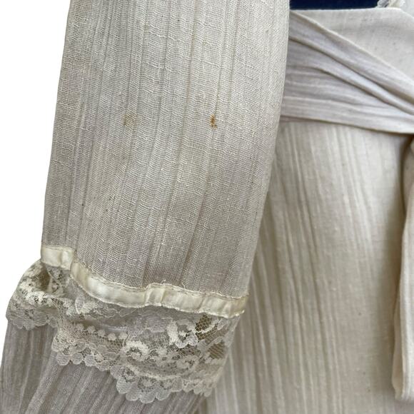 Gunne Sax Style Vintage 1970’s Peasant Dress Blue Velvet Panels Maxi Length XS - Picture 13 of 13